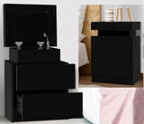 Bedside Tables 2 Drawers Side Table Storage Nightstand Black Bedroom Wood