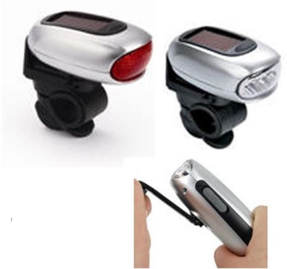 Bike Lights Bicycle Lamps With SOLAR and Dynamo Solar LED  (set Front and Rear)