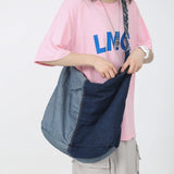 Shoulder Bag Big Denim Canvas Bags Patchwork School Bag Handbags OBER
