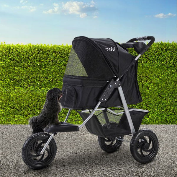 Pet transport Animal Stroller Dog Carrier Foldable Pram Large Black