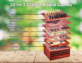 Wooden Board Games Ten, Practical Slide Out Set and let the games begin