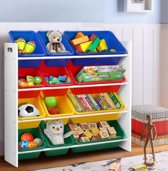Kids Storage and 12 Bins For Toys an Organiser as Box or Bookshelf Rack Cabinet