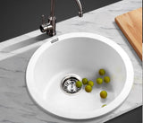 Sink 430mm (diam) x 200mm Granite Stone Kitchen Sink Round Under/Topmount Basin Bowl Laundry White